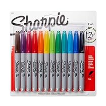 Sharpie Permanent Markers, Fine Point, Assorted Colors, 12-Count