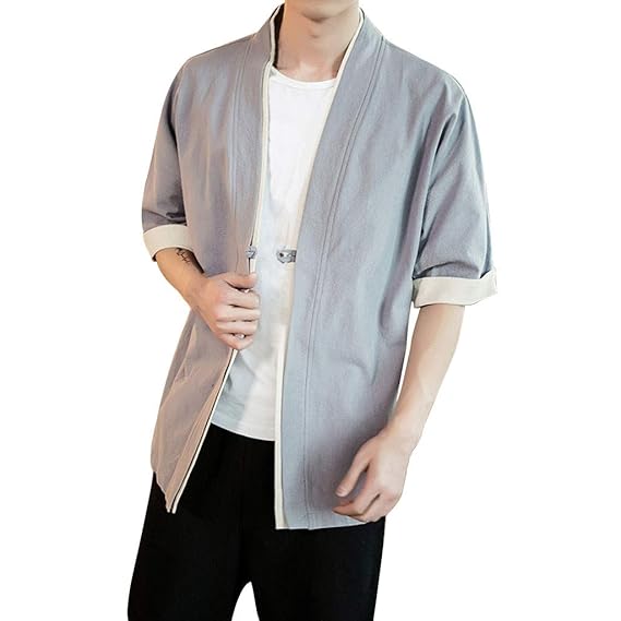 Amazon 夏服 メンズ 和式パーカー 五分袖 Kukoyo カーディガン