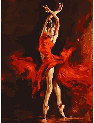 CX212/Beautiful Flamenco Dancing Girl DIY Digital Oil Paintings By Numbers Home Decoration Fashion Modern Art Painting (No Frame, style-2)