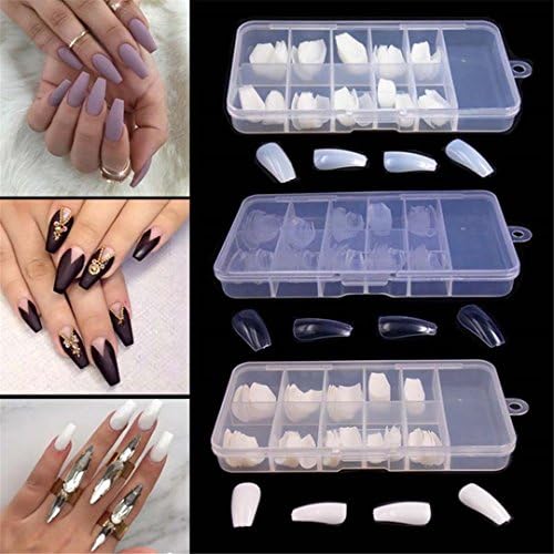 100Pcs Ballerina Shape False Nails Tips Practice Polish Gel Artificial Fake Nail Art Display Transparent Natural Salon Decorated natural color