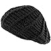 ANGELA & WILLIAM Women Ladies Baggy Beret Chunky Knit Knitted Braided Beanie Hat Ski Cap Black