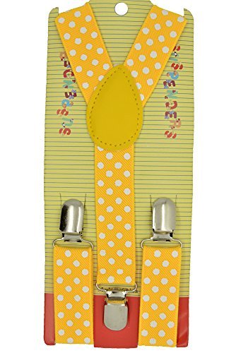 Kids Children Babies Toddler "Yellow" Polkadot Suspender & Bow tie Set