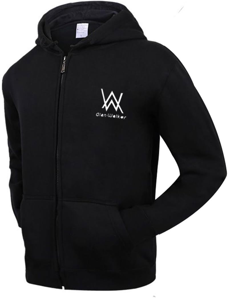 Unisex Cotton Fleece Hooded Jacket Drawstring Zip Up Hoodies Sweatshirt