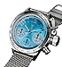 Konigswerk Stylish Mens Watch Chronograph Silver Tone Mesh Bracelet Blue Dial Euro Design AQ100124G