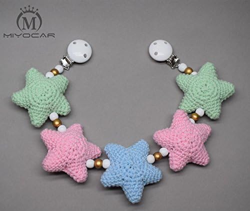 MIYOCAR handmade lovely Crochet colorful stars toys stroller toy chain for pram stroller mobile rattle wooden bead crochet