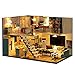 WYD DIY Loft Apartments Wooden Dollhouse Miniature Dolls House LED Lights Assembly Kit 3D Puzzle Crafts Toy Creative Children Birthday Gifts
