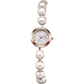 Avaner Women's Bracelet Wrist Watches: Pearls Slim Strap Rosegold Analog Quartz Elegant Dress Watches
