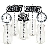 New Year's Eve - Silver - New Years Eve Party Straw Decor with Paper Straws - Set of 24