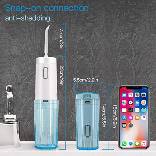 Cordless Water Flosser Teeth Cleaner - RCGEEK Portable Water Flosser Cordless Rechargeable and 4 Modes Dental Oral Irrigator for Braces,IPX7 Waterproof,Travel Cleanable 200ML Water Tank,5 Jet Tips - Thumbnail 4