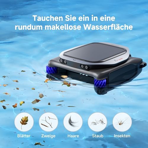 J1 Roboter-Poolskimmer, fortschrittliche PoolSense-Technologie, rundum 360°-Reinigung, 24/7 im Einsatz, smarte Routenplanung, innovatives Strömungsdesign, App-Steuerung