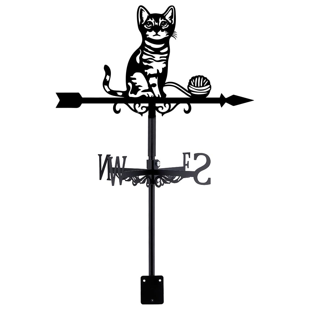 SUPERDANT Cat Weather Vane Cat String Ball Weathervane Decorative Weather Vanes Metal Wind Direction Indicator Wind Vane Sign Garden Stake for Farmhouse Yard Garden Outdoor Barn Sheds