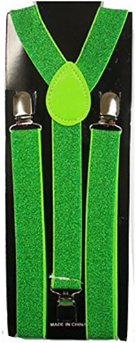 Mens Womens Unisex Suspenders (green glitter)