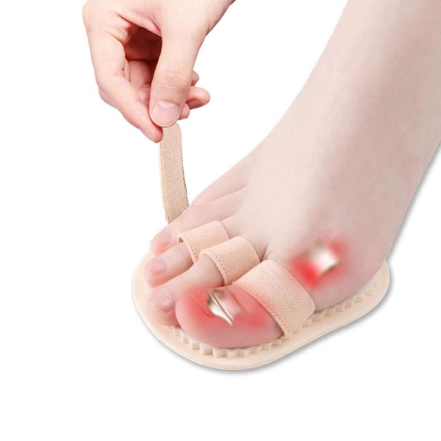 PEDIMEND™ Fabric Hammer Toe Protector | Straighten Bent Toes | Ball of Foot Cushion | Triple Toes Straightener For Hammer/Crooked/Overlapping Toe | Metatarsal Pad | Foot Care (ONE PAIR)