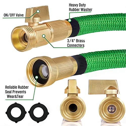 Nifty Grower 100ft Garden Hose - All New Expandable Water Hose with Double Latex Core 3/4" Solid Brass Fittings Extra Strength Fabric - Flexible Expanding Hose with Storage Bag for Easy Carry Green Nifty Grower 100ft Garden Hose - All New Expandable Water Hose with Double Latex Core 3/4" Solid Brass Fittings Extra Strength Fabric - Flexible Expanding Hose with Storage Bag for Easy Carry Green