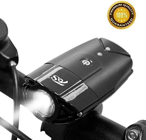 TOS USB Rechargeable Bicycle Head Light Set, 2000mAh Super Bright Bike Front Light, IP65 Safety Commuter Flash Light for Bike, Mountain(T6) - Black