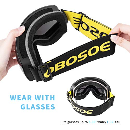 OBOSOE Ski Snowboard Snow Goggles, Interchangeable Lens 100% UV400 Protection Snow Goggles Adult Men,Women,Youth,Boys-Anti-Fog Wide Spherical Safety Goggles - Thumbnail 5