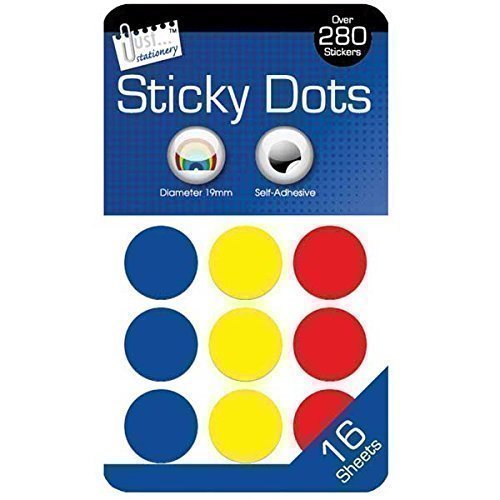 The Home Fusion Company Sticky Colour Round Dots Spots Circles 280 Labels Stickers 19mm Self Adhesive