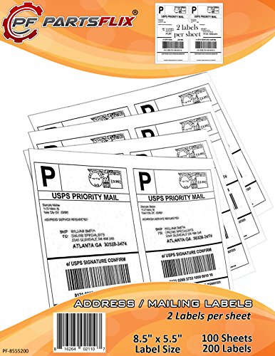 Parts Flix Premium Quality Fast Peel Shipping Labels for Laser/Inkjet Printers. (8.5 x 5.5, 200 Labels) - Thumbnail 5