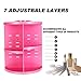 360-Degree Rotating Makeup Organizer, ELOKI Adjustable Spinning Cosmetic Storage Shelves Unit Compact Size with Large Capacity for Different Types of Cosmetics and Skin Care Accessories, Pink