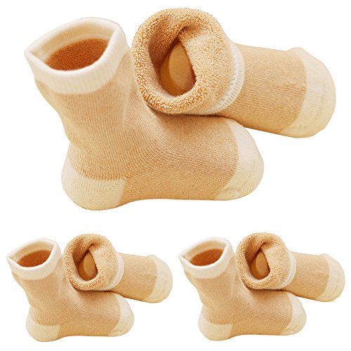 VWU 3-pack Baby Natural Organic Cotton Socks Thick Cuff Socks