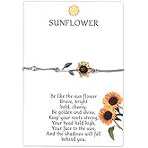 Encouragement Gifts Sunflower Bracelet for Daughter Granddaughter Adjustbale Sun Flower Charm Bracelet Silver for Her Christmas Birthday Gift Motivational Inspirational Gifts Idea