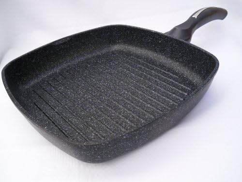 Marble Coated Non Stick Aluminium Grilling Skillet with Ribbed Bottom 28 cm
