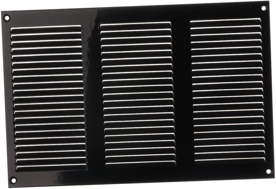 Europlast 300x200mm Black Metal Air Vent Grille Cover with Insect Mesh