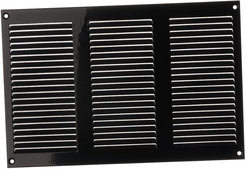 Europlast 300x200mm Black Metal Air Vent Grille Cover with Insect Mesh