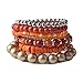 TQS Stacked Bracelets 7Pcs Multi Layers Bracelet Bohemian Stretch Beaded Bangle Chain