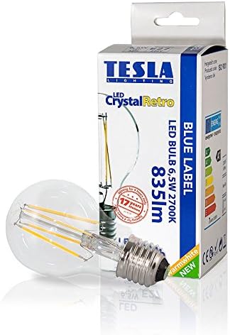 Tesla Lighting Crystal BL276527 3 A + LED Retro Bulb 6.5 W Glass, E27, Warm White [Energy Class A+]
