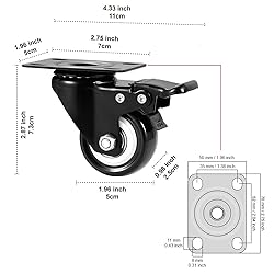 2 Inch Caster Wheels, Casters Set of 4, ASHGOOB