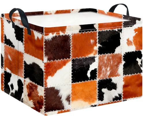 CLOCOR Rectangular Storage Basket Empty,Gift Basket,Waterproof Storage Bin(Cowprint) at Amazon