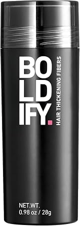 Boldify Hair Fibers 28g Black - Fill Thinning Hair Fuller Thicker Look Men Women