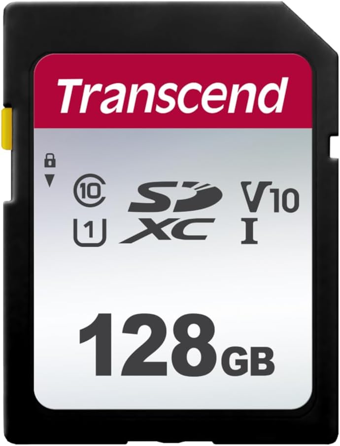 Transcend 128GB SDXC Class 10 U1 V10 Memory Card SDC300S TS128GSDC300S