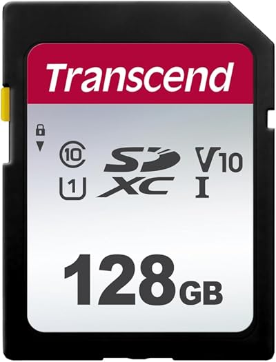Transcend 128GB SDXC Class 10 U1 V10 Memory Card SDC300S TS128GSDC300S
