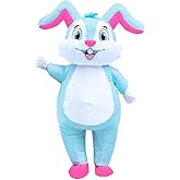 Farshine Inflatable Easter Bunny Costume Adult Blow Up Rabbit Costume Funny Blue Full Body For Women Men Cosplay Holiday Themed Party Family Community Recreational Events Fairs Outdoor