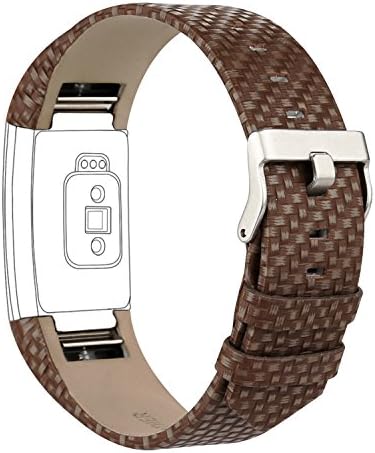 For Fitbit Charge 2 Bands, Genuine Leather Replacement Bands for Fitbit Charge 2 Weave Coffee