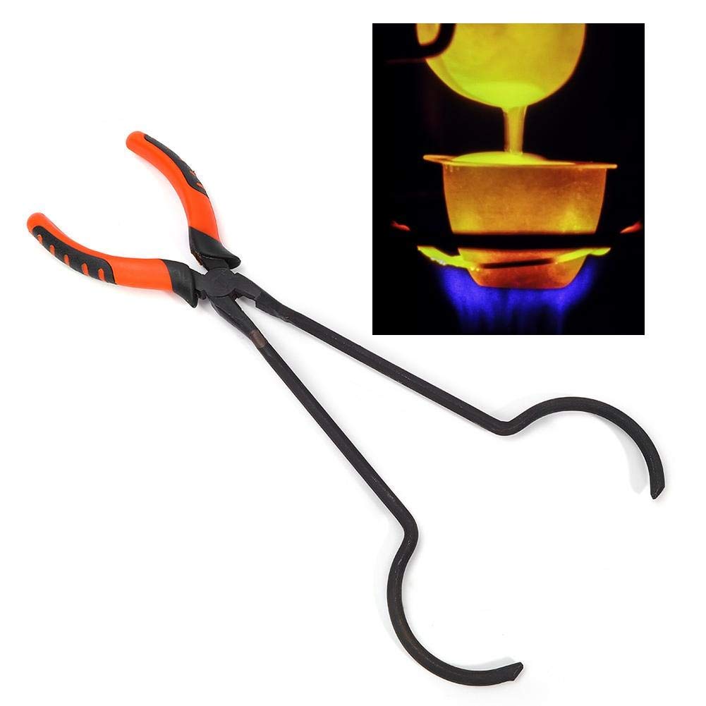 Foundry tongsCrucible Tongs, Steel Crucible Tong Gold Melting Furnace Holder Clamp, Gold Melting Furnace Holder Clamp for Casting Precious Metals Jewelry Making Tool