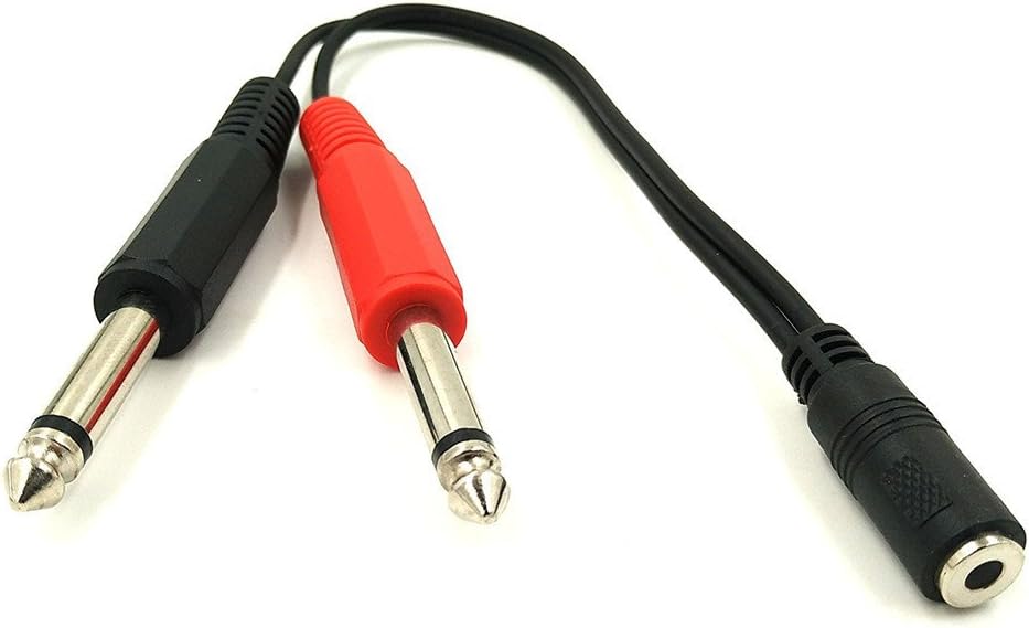 Nightwolf ® 20cm 8inch 3.5mm 1/8 inch TRS Stereo Female to 2 Dual 1/4 Inch 6.35mm Mono TS Male Y Splitter Cable - Image 5