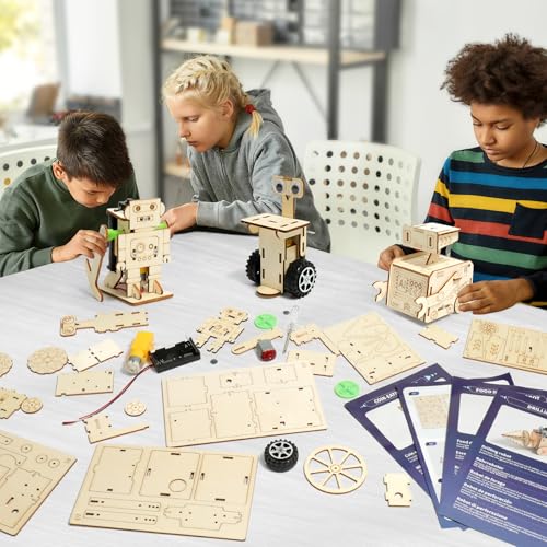 STEM Robot Toys Age 8 9 10 11 12 13 14, Science Experiments for Kids, Science Kits for Kids, Wooden Engineering Kits, Electronics Kit for Kid, Activity Toys Gifts for 8 9 10 11 12 13 14 Year Old Boys