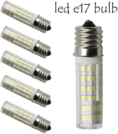 Dimmable E17 LED Bulb,Daylight,40 Watt Intermediate Screw (E17) Base Bulb,AC 110V-130V, Replaces T4/T7/T8/S11 Bulb for Ceiling fan,Lava Lamps and Microwave Oven (Pack of 5)