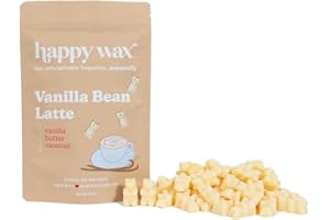 Happy Wax Vanilla Bean Latte Scented Bear Wax Melts - Natural Strong Coffee Scented - Infused with Essential Oils - Non Toxic - for Warmers (8 oz Pouch)