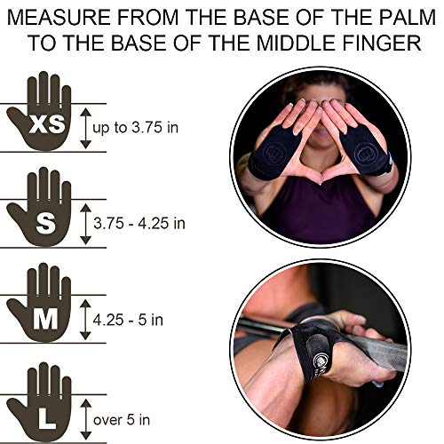 WOD Nation Gymnastics Hand Grips - Premium Hand Protectors for Crossfit Training, Pull Ups, Weight Lifting, Kettlebells - Black - Medium - Thumbnail 3