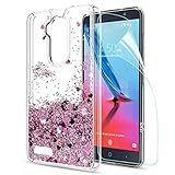 ZTE Imperial Max Z963U Case,ZTE Blade Max 3 Z986 / Zmax Pro Z981 / Max XL N9560 / Carry Liquid Case,LeYi Moving Glitter Shiny Quicksand Girls Women Clear TPU Protective Case for ZTE Z981 ZX Rose Gold