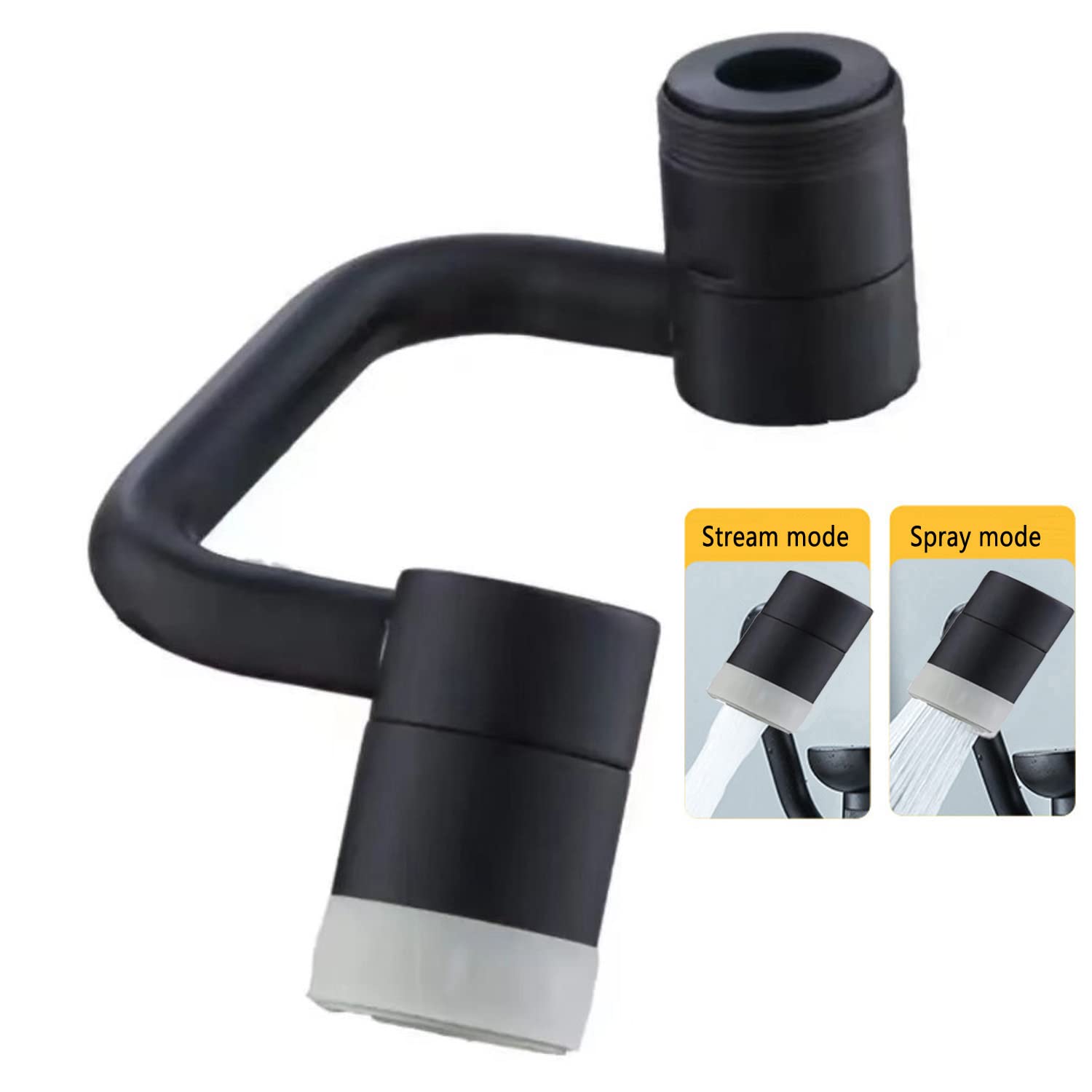 Photo 1 of 1080° Rotating Faucet Extender Aerator,Solid Brass Universal Splash Filter Faucet, Big Angle Swivel Faucet Aerator Sink Attachment,Dual-function 2-Flow Sprayer,Matte Black…