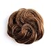 Bella Hair 100% Human Hair Scrunchie for Women Messy Bun Up-Do Hair Piece Wavy/Curly Ponytail Extensions (#4 Chocolate Brown/Dark Golden Brown)