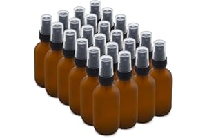 The Bottle Depot - 24 Pack - 2 oz Glass Spray Bottle - Amber Frosted - 20-400 Neck Finish - Boston Round Bottles - UV Rays Protection