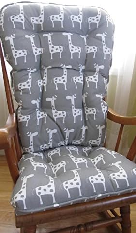 Grey and White Gisella Giraffe Rocking Chair or Glider Dutailier Nursery Cushion Set