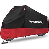 NEVERLAND Motorcycle Cover Waterproof Outdoor, 300D Motorcycle Cover Heavy Duty Outdoor All Season Protection, Universal Motorbike Cover with Night Reflective, Lock-Holes, Storage Bag (Up to 86")