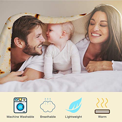 LetsFunny Burrito Tortilla Human Blanket, Burrito Wrap Novelty Blanket Tortilla Towel for Adults/Kids, Giant Round Beach Towel/Throw Blanket/Picnic Blanket (Yellow 3, 71.00)